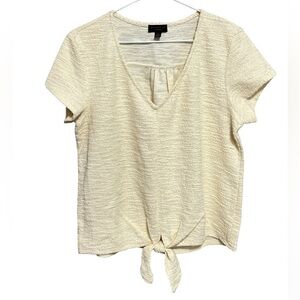 Curent Air Anthropologie V-neck Tie Front Textured Top